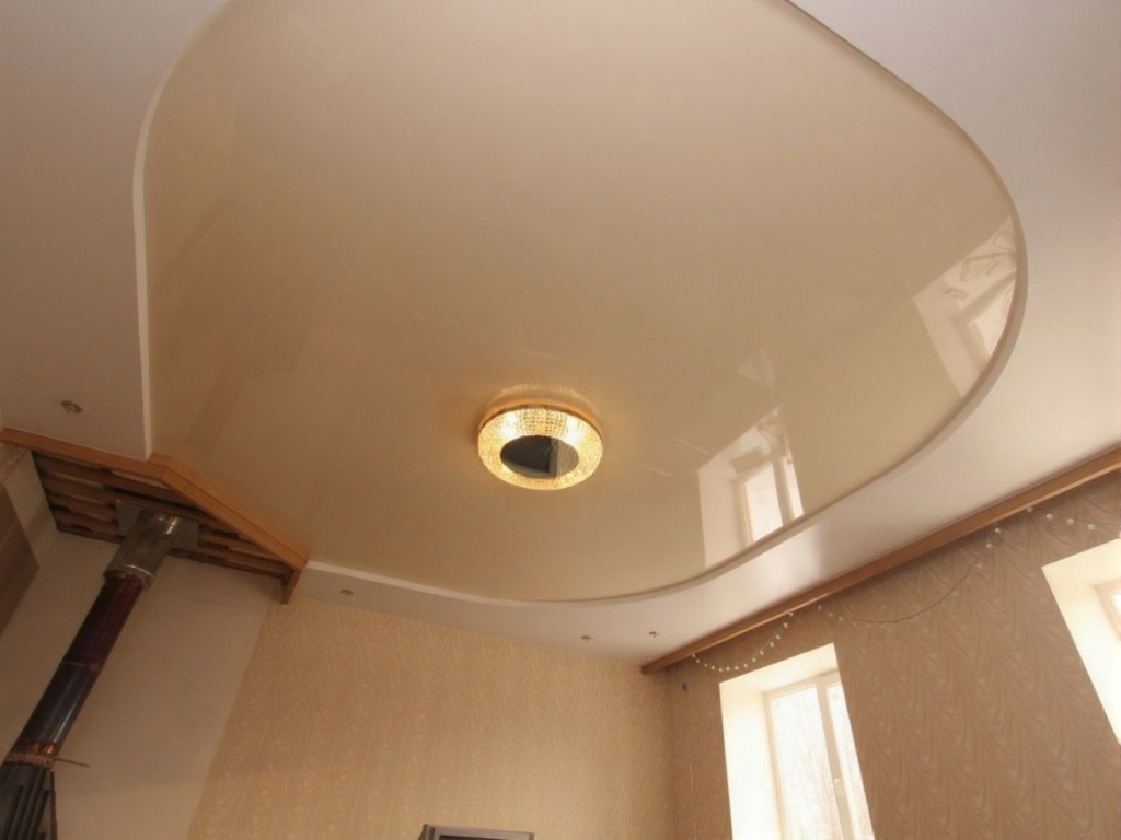 Бежевый натяжной потолок Потолки Всем