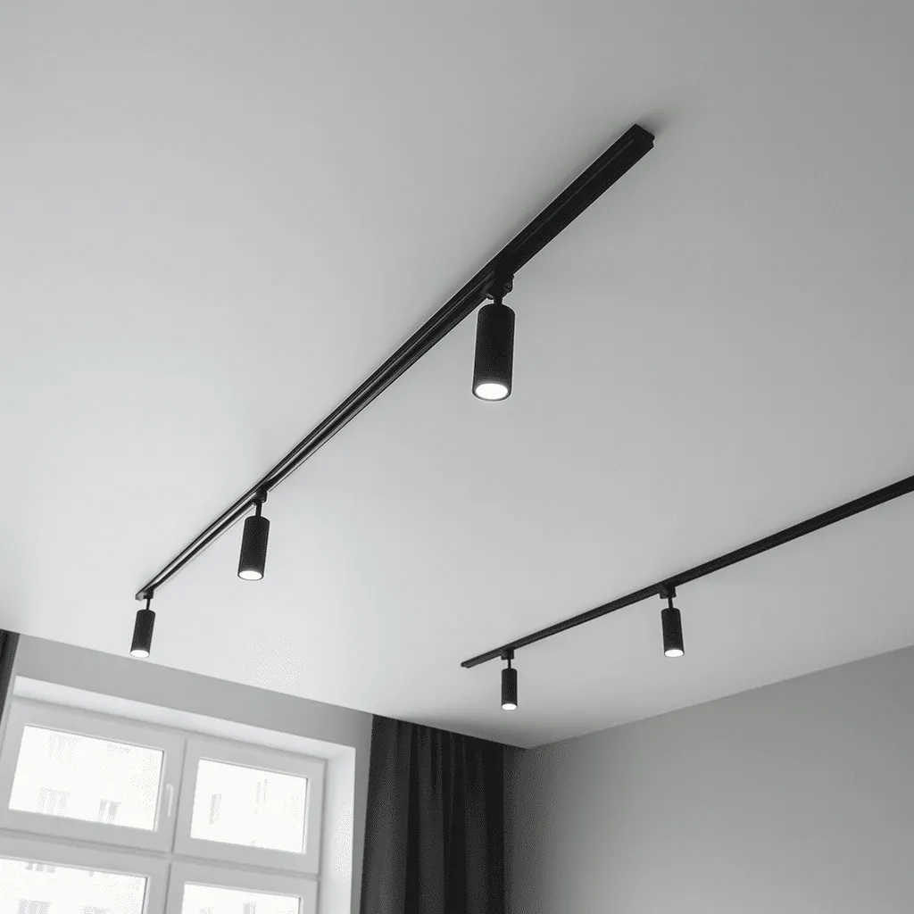 Натяжные потолки с трековым освещением