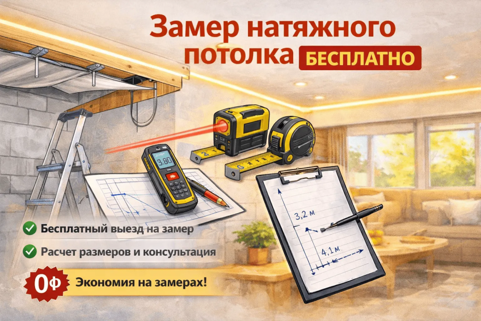 Замер натяжного потолка Потолки Всем