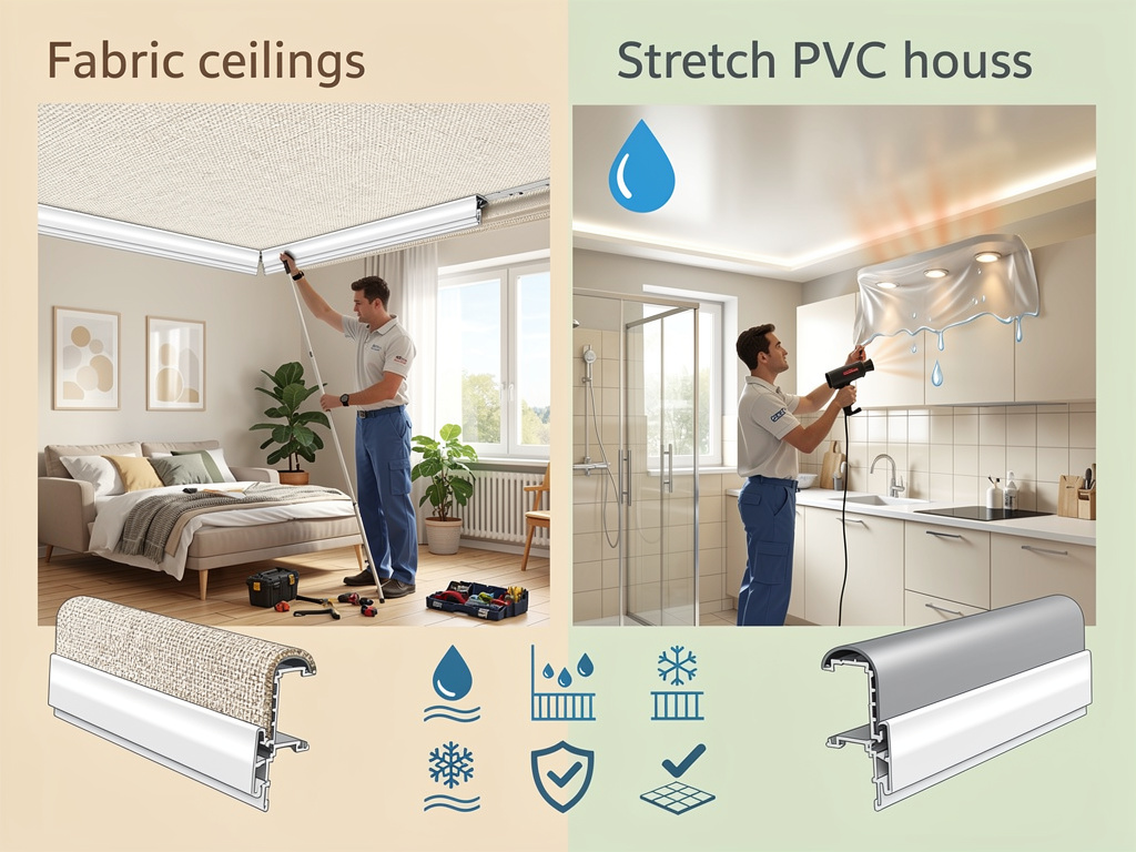 Тканевый или ПВХ натяжной потолок: что выбрать для кухни, спальни, ванной и балкона Potolki-Vsem