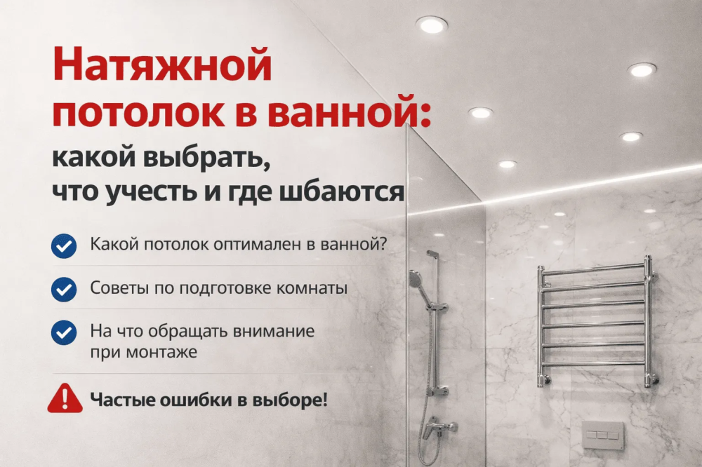 Натяжной потолок в ванной: какой выбрать, что учесть и где чаще всего ошибаются Potolki-Vsem