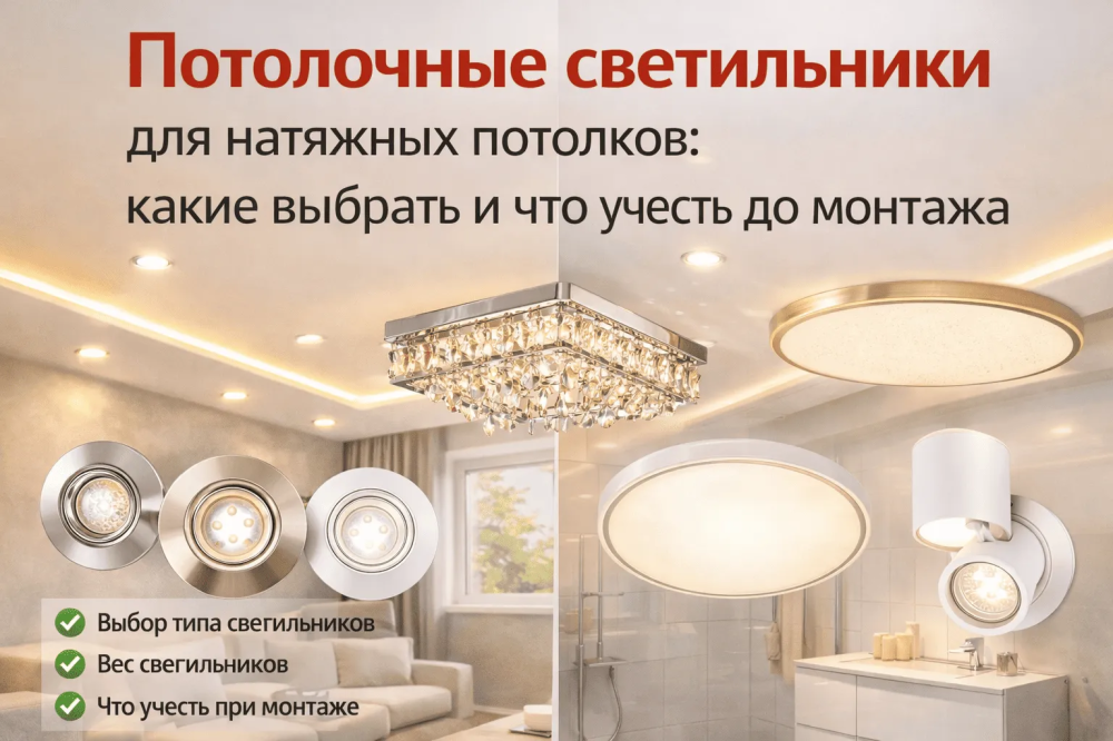 Потолочные светильники для натяжных потолков: какие выбрать и что учесть до монтажа Potolki-Vsem