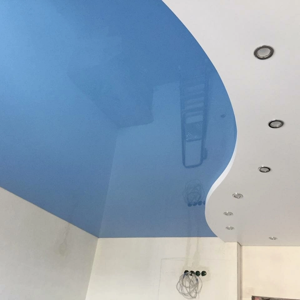 Голубой натяжной потолок Потолки Всем